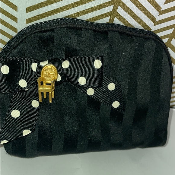 DIOR Black Polka Dot Bow Pouch vintage - Picture 3 of 6
